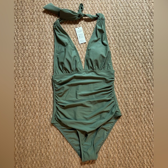 CUPSHE V-Neck Halter Top One Piece Size Small - Picture 4 of 12